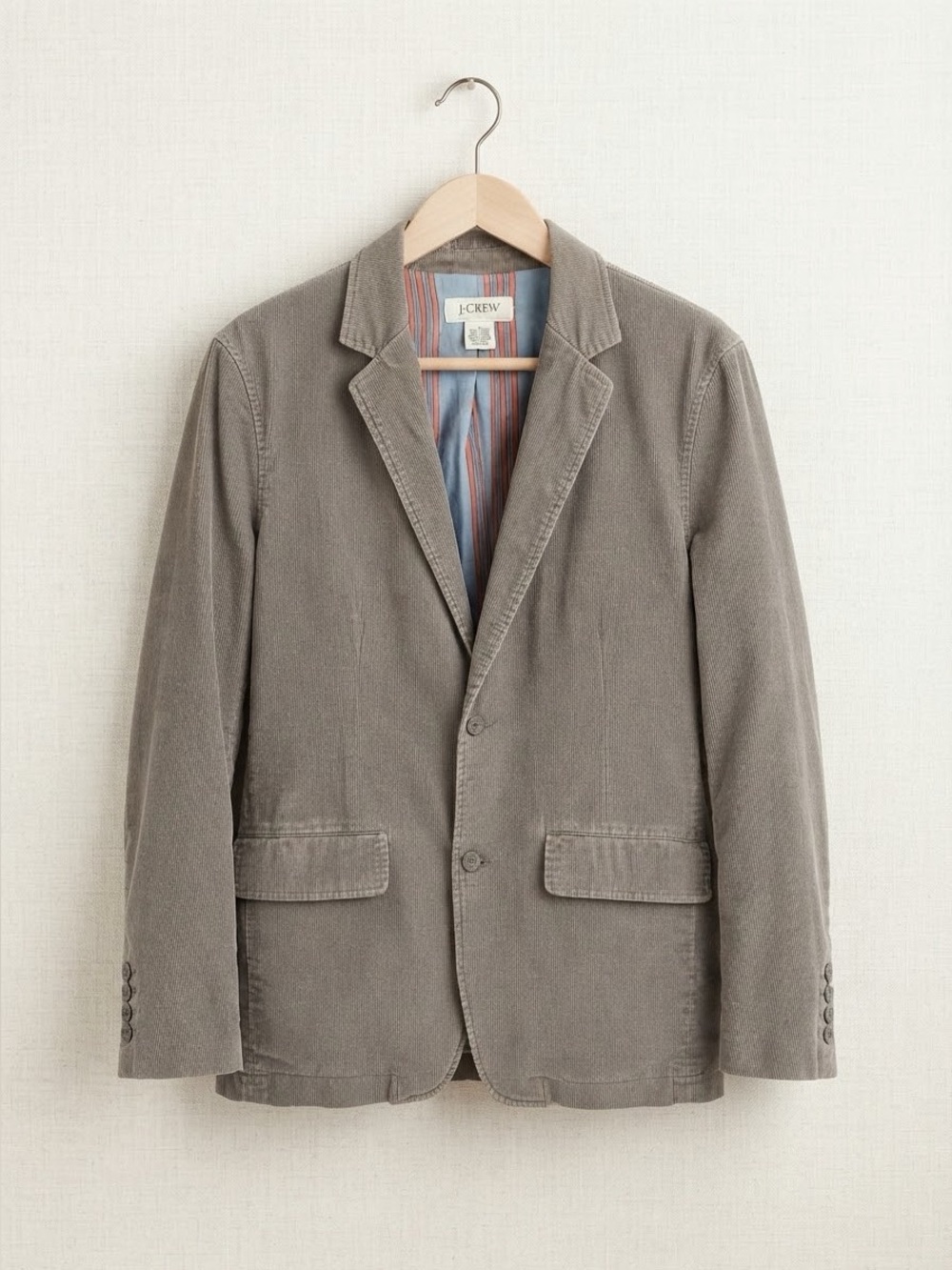 J. CREW Vintage 90s Gray Corduroy Two-Button Blazer Jacket Size Small